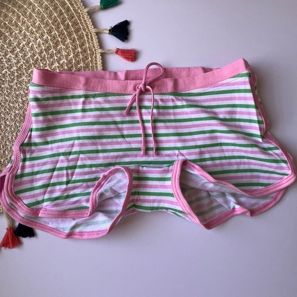 Victoria's Secret PINK Dorm Boyshort Panty White Pink Green Stripe Print M NEW - Picture 1 of 6